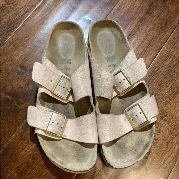 Birkenstock Arizona washed Metallic light pink size 39 L8/ M6 EUC - Picture 1 of 7
